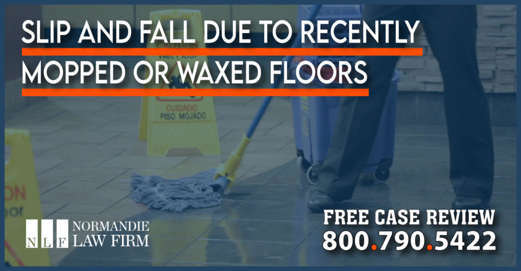 Slip and Fall due to Recently Mopped or Waxed Floors injury lawsuit bruise head trauma lawyer compensation attorney incident accident