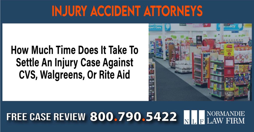 How Much Time Does It Take To Settle An Injury Case Against CVS, Walgreens, Or Rite Aid attorney lawyer sue compensation