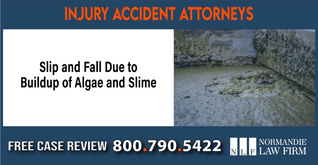 Slip and Fall Due to Buildup of Algae and Slime sue liability lawyer attorney compensation incident