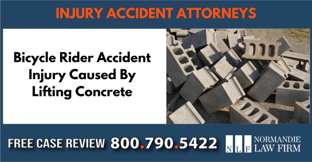 Bicycle Rider Accident Injury Caused By Lifting Concrete sue liability lawyer compensation incident