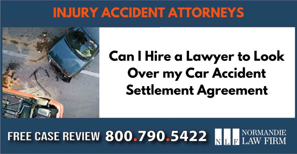 Can I Hire a Lawyer to Look Over my Car Accident Settlement Agreement sue attorney lawyer compensation